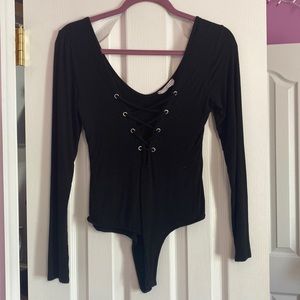 Black lace up bodysuit